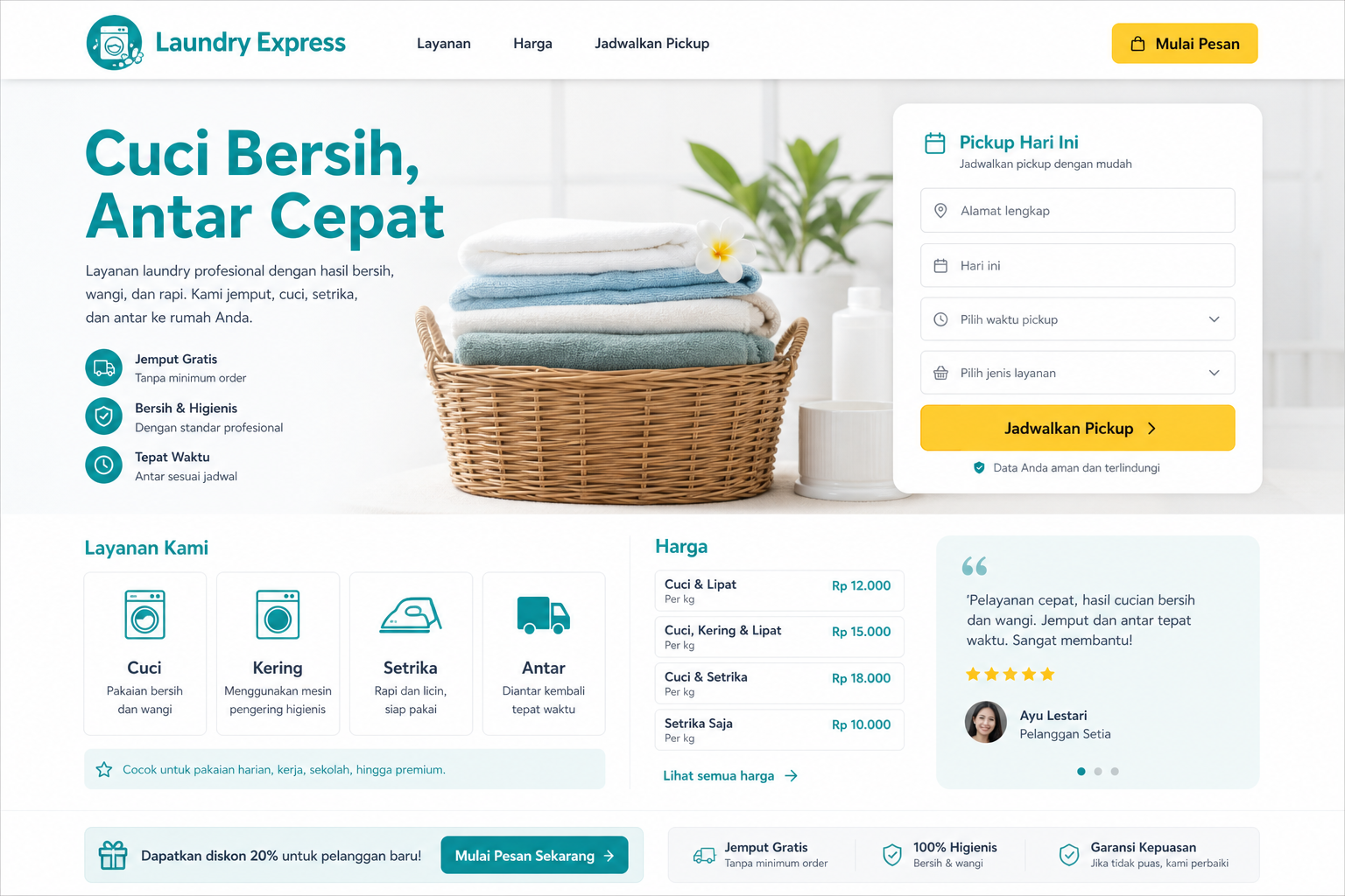 Contoh tampilan website laundry — Laundry Express
